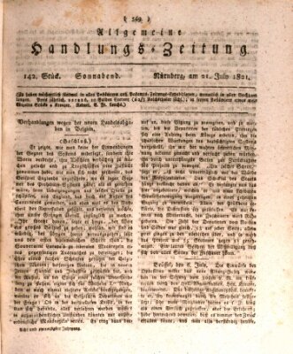 Allgemeine Handlungs-Zeitung Samstag 21. Juli 1821