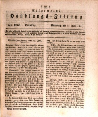 Allgemeine Handlungs-Zeitung Dienstag 31. Juli 1821