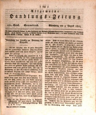 Allgemeine Handlungs-Zeitung Samstag 4. August 1821