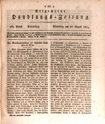 Allgemeine Handlungs-Zeitung Dienstag 28. August 1821