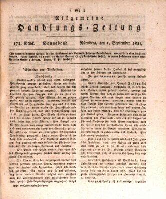 Allgemeine Handlungs-Zeitung Samstag 1. September 1821