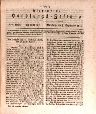 Allgemeine Handlungs-Zeitung Samstag 8. September 1821