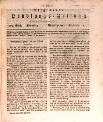 Allgemeine Handlungs-Zeitung Dienstag 11. September 1821