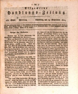 Allgemeine Handlungs-Zeitung Freitag 14. September 1821