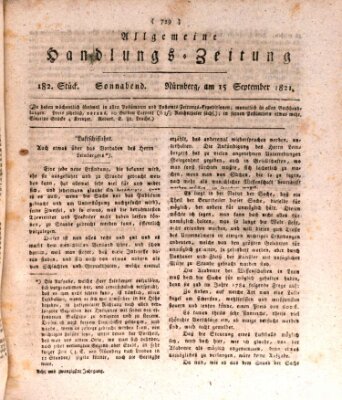 Allgemeine Handlungs-Zeitung Samstag 15. September 1821