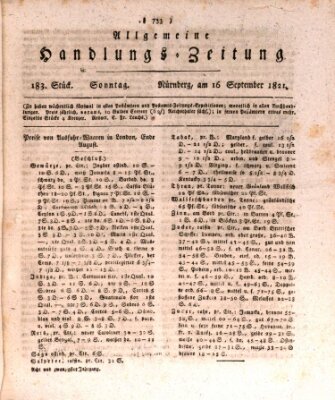 Allgemeine Handlungs-Zeitung Sonntag 16. September 1821