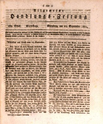 Allgemeine Handlungs-Zeitung Dienstag 25. September 1821