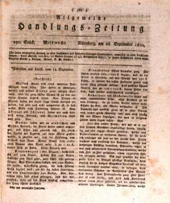 Allgemeine Handlungs-Zeitung Mittwoch 26. September 1821