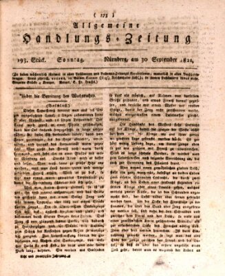 Allgemeine Handlungs-Zeitung Sonntag 30. September 1821