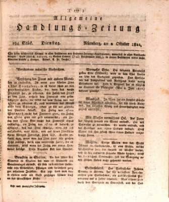 Allgemeine Handlungs-Zeitung Dienstag 2. Oktober 1821