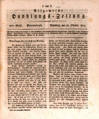 Allgemeine Handlungs-Zeitung Samstag 20. Oktober 1821