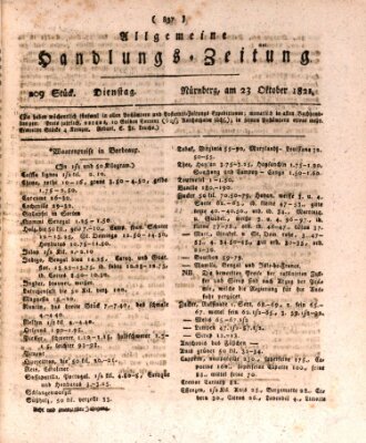 Allgemeine Handlungs-Zeitung Dienstag 23. Oktober 1821