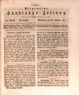 Allgemeine Handlungs-Zeitung Sonntag 28. Oktober 1821