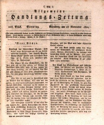 Allgemeine Handlungs-Zeitung Sonntag 18. November 1821