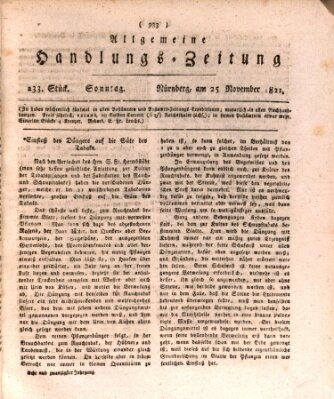 Allgemeine Handlungs-Zeitung Sonntag 25. November 1821