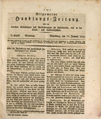 Allgemeine Handlungs-Zeitung Sonntag 13. Januar 1822