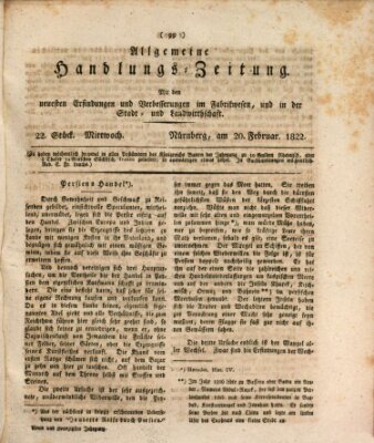 Allgemeine Handlungs-Zeitung Mittwoch 20. Februar 1822