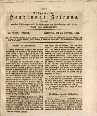 Allgemeine Handlungs-Zeitung Freitag 22. Februar 1822