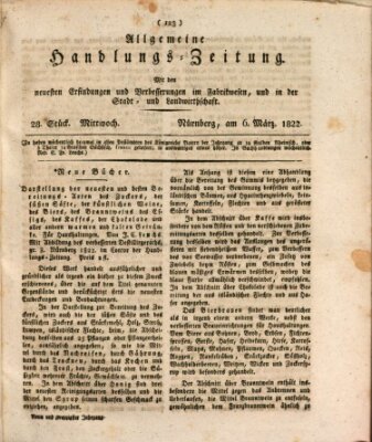 Allgemeine Handlungs-Zeitung Mittwoch 6. März 1822