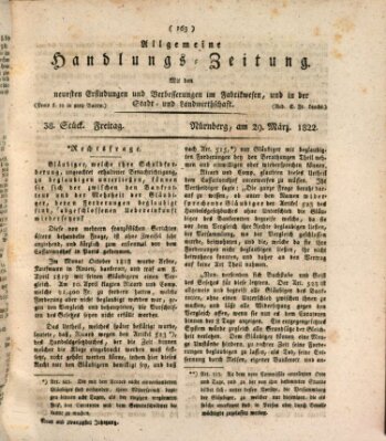 Allgemeine Handlungs-Zeitung Freitag 29. März 1822