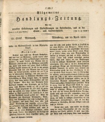 Allgemeine Handlungs-Zeitung Mittwoch 10. April 1822