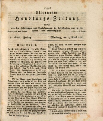 Allgemeine Handlungs-Zeitung Freitag 19. April 1822