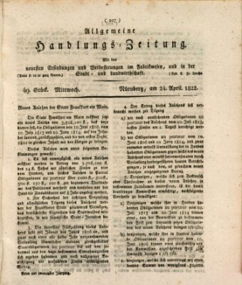 Allgemeine Handlungs-Zeitung Mittwoch 24. April 1822