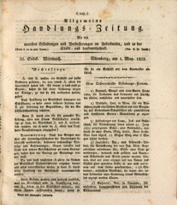 Allgemeine Handlungs-Zeitung Mittwoch 1. Mai 1822