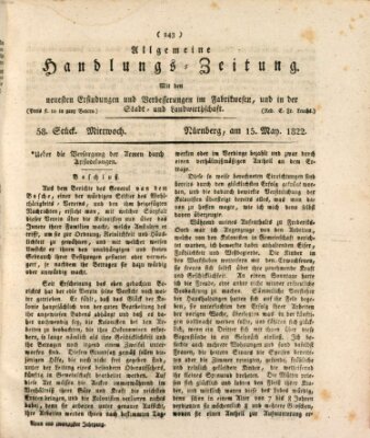 Allgemeine Handlungs-Zeitung Mittwoch 15. Mai 1822