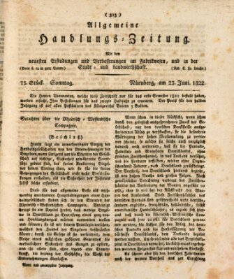 Allgemeine Handlungs-Zeitung Sonntag 23. Juni 1822