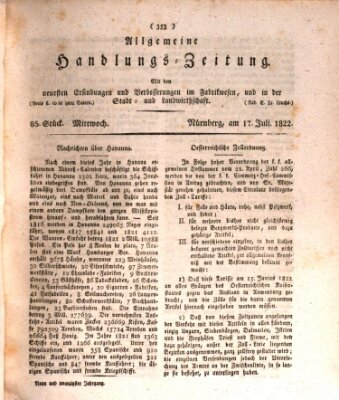 Allgemeine Handlungs-Zeitung Mittwoch 17. Juli 1822