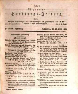 Allgemeine Handlungs-Zeitung Sonntag 21. Juli 1822