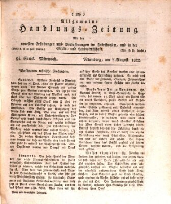 Allgemeine Handlungs-Zeitung Mittwoch 7. August 1822