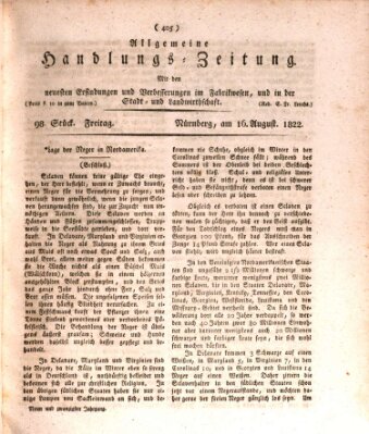 Allgemeine Handlungs-Zeitung Freitag 16. August 1822