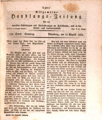 Allgemeine Handlungs-Zeitung Sonntag 25. August 1822