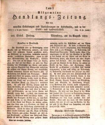 Allgemeine Handlungs-Zeitung Freitag 30. August 1822