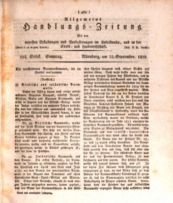 Allgemeine Handlungs-Zeitung Sonntag 22. September 1822