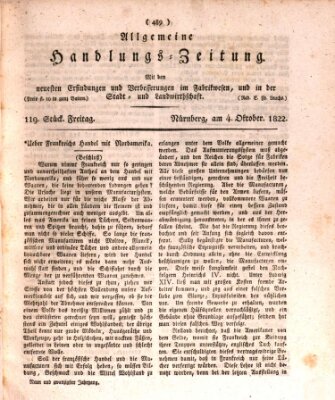 Allgemeine Handlungs-Zeitung Freitag 4. Oktober 1822