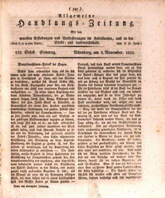 Allgemeine Handlungs-Zeitung Sonntag 3. November 1822