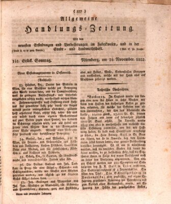 Allgemeine Handlungs-Zeitung Sonntag 24. November 1822