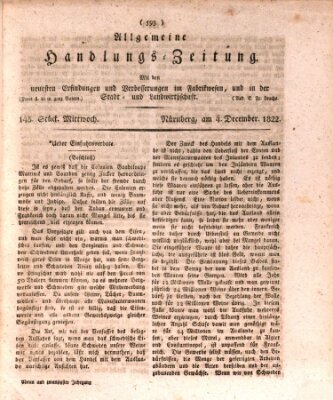 Allgemeine Handlungs-Zeitung Mittwoch 4. Dezember 1822