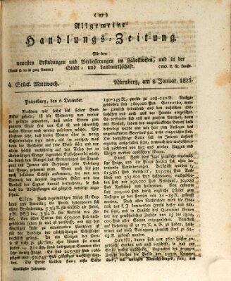 Allgemeine Handlungs-Zeitung Mittwoch 8. Januar 1823