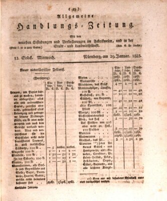 Allgemeine Handlungs-Zeitung Mittwoch 29. Januar 1823