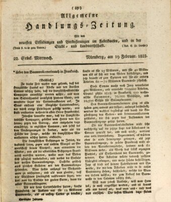 Allgemeine Handlungs-Zeitung Mittwoch 19. Februar 1823