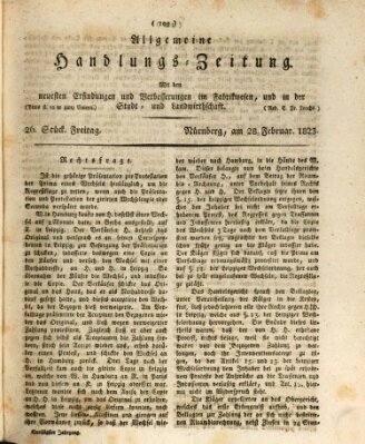 Allgemeine Handlungs-Zeitung Freitag 28. Februar 1823