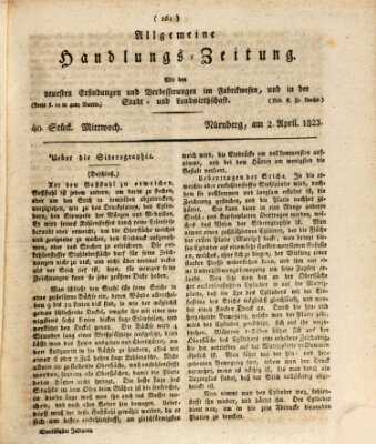 Allgemeine Handlungs-Zeitung Mittwoch 2. April 1823