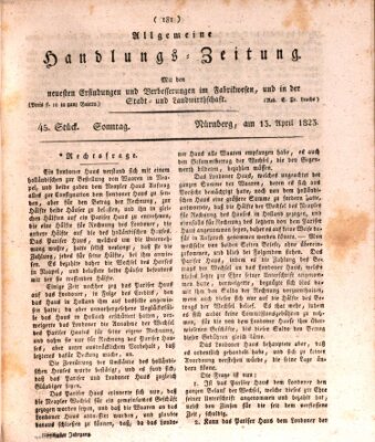 Allgemeine Handlungs-Zeitung Sonntag 13. April 1823