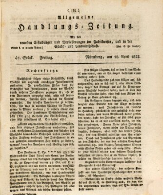 Allgemeine Handlungs-Zeitung Freitag 18. April 1823