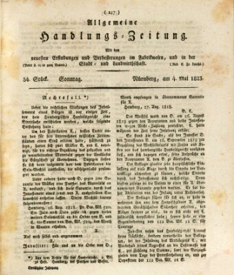 Allgemeine Handlungs-Zeitung Sonntag 4. Mai 1823