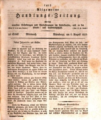 Allgemeine Handlungs-Zeitung Mittwoch 6. August 1823